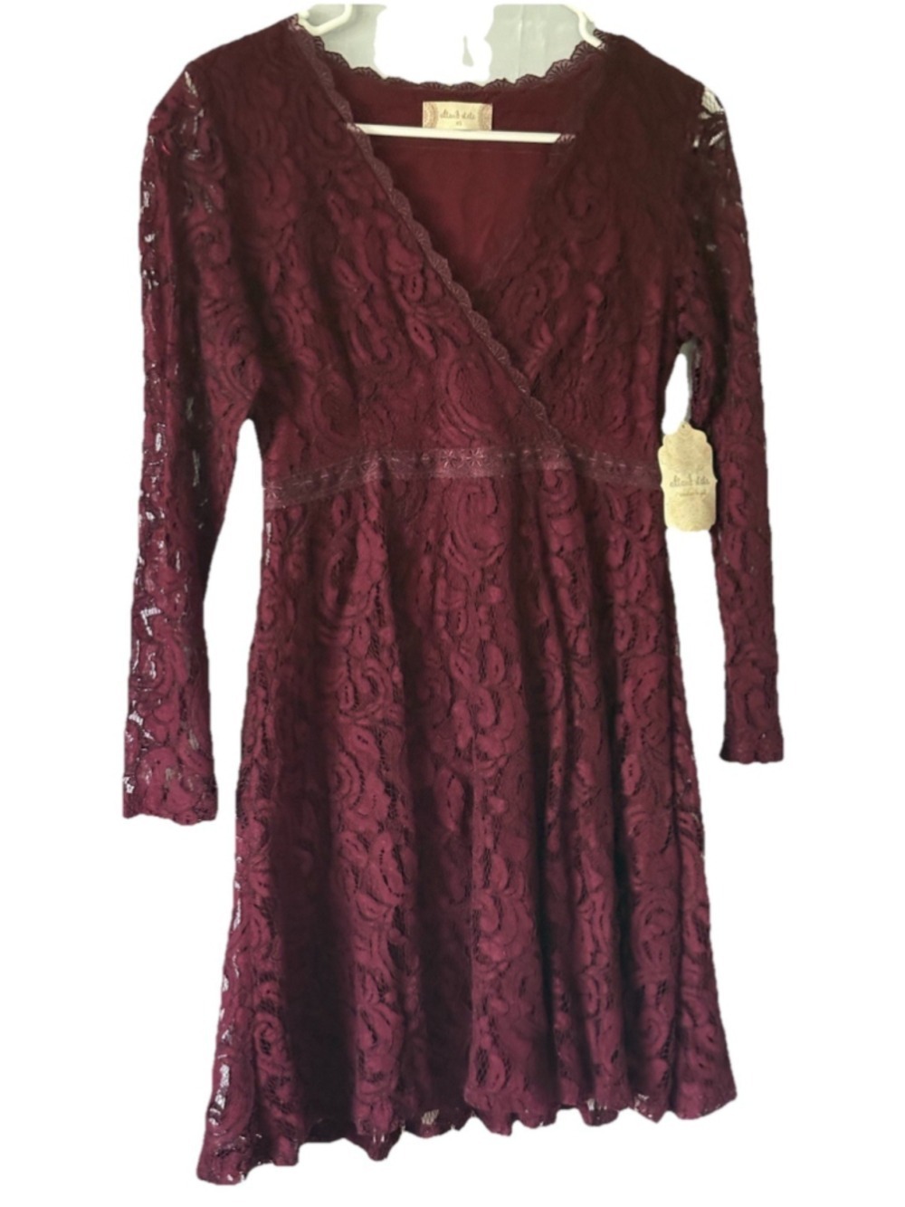Altard State Calysta Lace Dress XS Burgundy NWT Boho Goth Romantic Long Sleeve